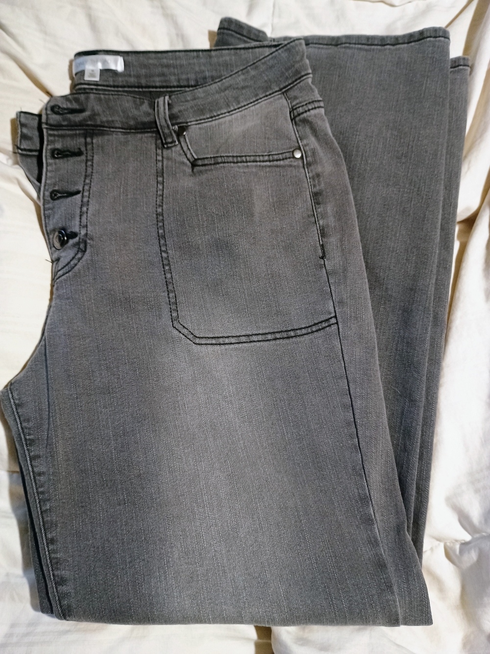 High-Rise Gray Button-Fly Women's Jeans